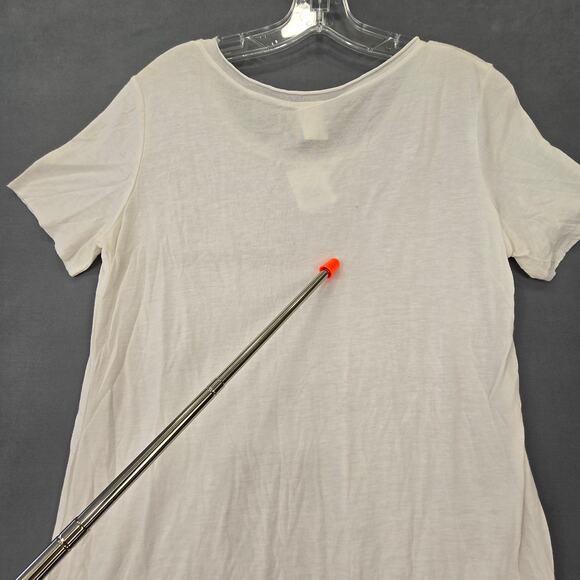 Freeloader White Shirt Tee NEW Grunge Raw Hem Short Sleeves Scoop Neck Women's S - Picture 12 of 13